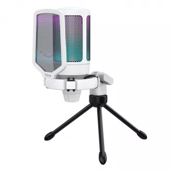 FIFINE A6V AMPLIGAME RGB studijinis kondensatorinis USB mikrofonas, kardioidinis, baltas