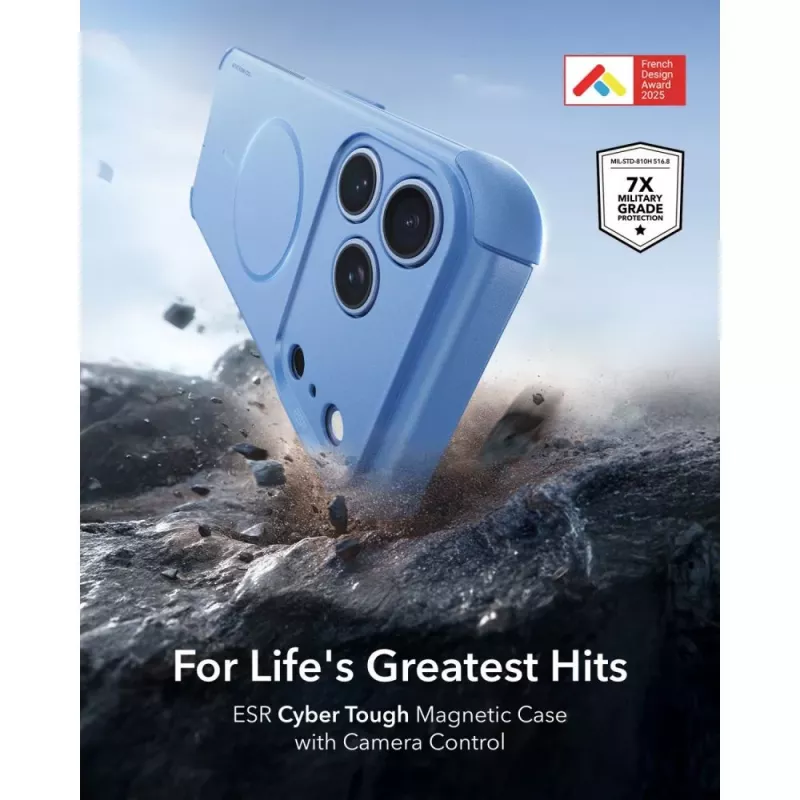 ESR Cyber Tough MagSafe dėklas, skirtas iPhone 17 Pro Max / 18 Pro Max - šviesiai mėlynas