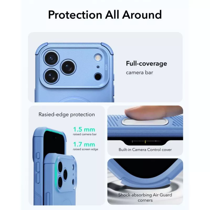 ESR Cyber Tough MagSafe dėklas, skirtas iPhone 17 Pro Max / 18 Pro Max - šviesiai mėlynas