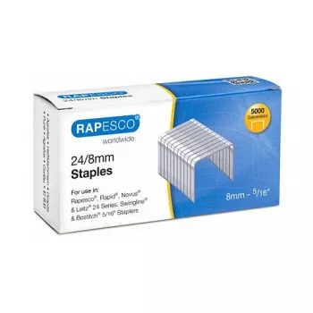 Rapesco S24807Z3 24/8 cinkuoto plieno kabutės - 5000 vnt., 8 mm kojelė, sidabrinės