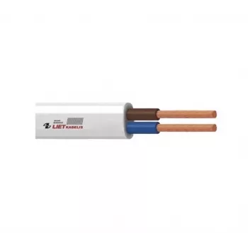 H05VVH2-F 2x1 mm² baltas lankstus PVC plokščias dvigyslis laidas 50 m