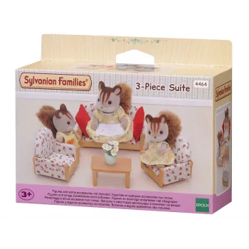 EPOCH Sylvanian Families trijų dalių sėdimųjų grupė – svetainės baldų rinkinys su sofa, foteliais, staliuku ir pagalvėlėmis