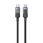UNITEK USB-C į USB-C laidas su LED galios ekranu 60W PD 480Mbps 1m pintas juodas