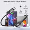UNITEK USB-C į USB-C laidas su LED galios ekranu 60W PD 480Mbps 1m pintas juodas