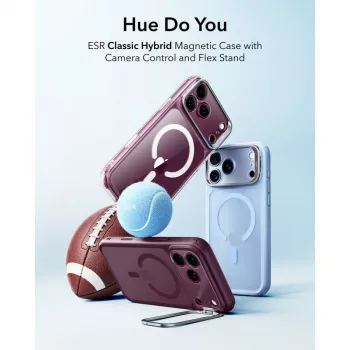 ESR Classic Hybrid Kickstand MagSafe dėklas, skirtas iPhone 17 Pro / 18 Pro – matinis tamsiai bordo spalvos
