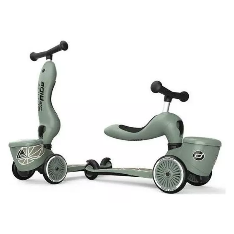 Scoot & Ride Highwaykick 1 Lifestyle 2-in-1 važinėjimo priemonė ir paspirtukas, Green Lines
