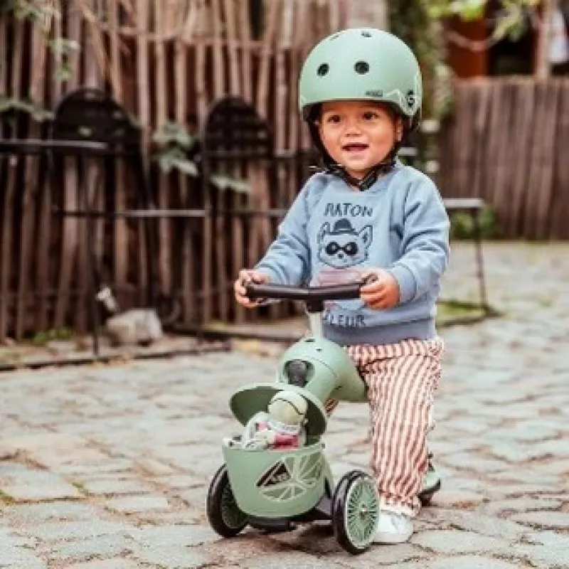 Scoot & Ride Highwaykick 1 Lifestyle 2-in-1 važinėjimo priemonė ir paspirtukas, Green Lines