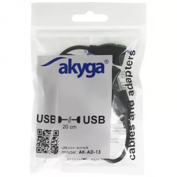 AKYGA AK-AD-13 USB 2.0 4 prievadų USB šakotuvas, juodas