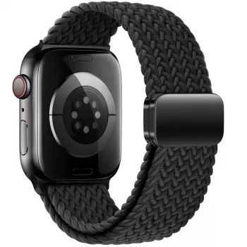 Tech-Protect Nylon Magnetic Loop dirželis, skirtas Apple Watch 8/9/10/11/SE/Ultra (44/45/46/49 mm), juodas