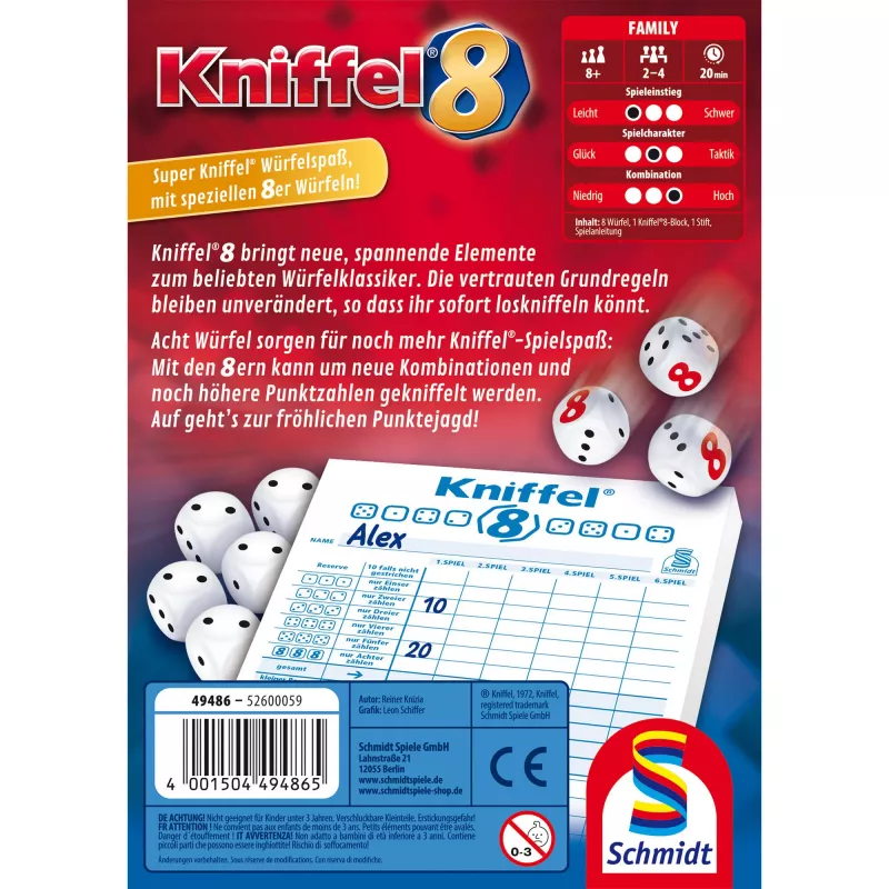 Schmidt Spiele Kniffel 8 kauliukų žaidimas