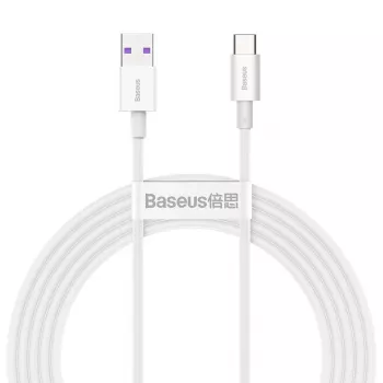 Baseus Superior Series USB-A į USB-C laidas, 66W greitas įkrovimas, 2 m, baltas