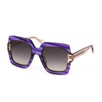 JUST CAVALLI moteriški drugelio formos akiniai nuo saulės SJC023V5309N5 - Havana acetatinis rėmas su pilkais gradientiniais lęšiais