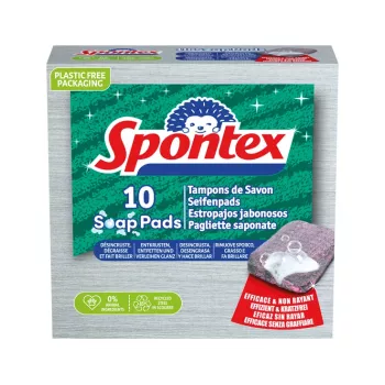 Spontex muiluoti plieno vatos įklotai su 30% muilo - 10 vnt.