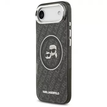 KARL LAGERFELD IML Glitter Karl & Choupette Heads Logo MagSafe dėklas, skirtas iPhone Air, juodas