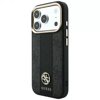Guess 4G Stripe Round ir Classic Logos MagSafe dėklas, skirtas Apple iPhone 18 Pro / 17 Pro - juodas