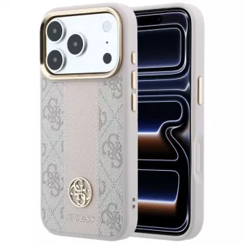 GUESS 4G Stripe Round and Classic Logos MagSafe dėklas, skirtas iPhone 18 Pro Max / 17 Pro Max - rožinis