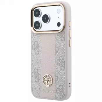 GUESS 4G Stripe Round and Classic Logos MagSafe dėklas, skirtas iPhone 18 Pro Max / 17 Pro Max - rožinis