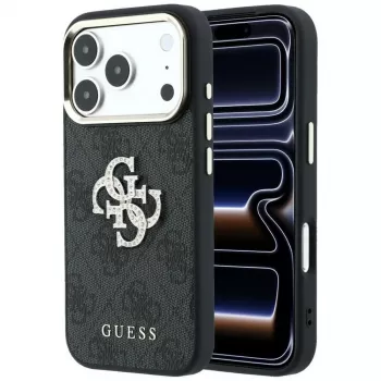 Guess 4G & Big Strass Logo dėklas, skirtas iPhone 17 Pro Max / 18 Pro Max - juodas