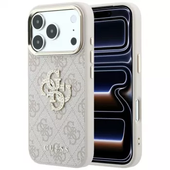 Guess 4G Big Strass Logo dėklas, skirtas iPhone 17 Pro / 18 Pro - rožinis