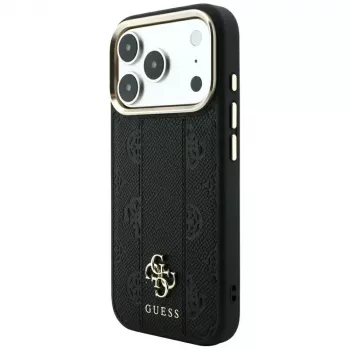 Guess Stripe Peony 4G Logo MagSafe dėklas, skirtas Apple iPhone 18 Pro / 17 Pro - juodas
