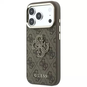 Guess 4G ir didelis dervos logotipas dėklas, skirtas iPhone 17 Pro Max / 18 Pro Max - rudas