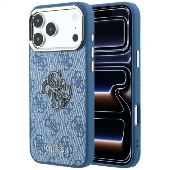 Guess 4G & Big Resin Logo dėklas, skirtas iPhone 17 Pro / 18 Pro - šviesiai mėlynas