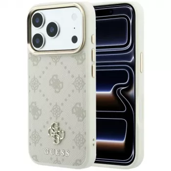 Guess Peony 4G Small Logo MagSafe dėklas, skirtas iPhone 18 Pro / 17 Pro – smėlio spalvos
