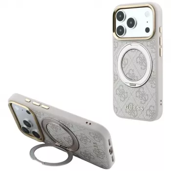 Guess Ring Stand 360 4G Classic Logo MagSafe dėklas, skirtas iPhone 18 Pro Max / 17 Pro Max - rožinis