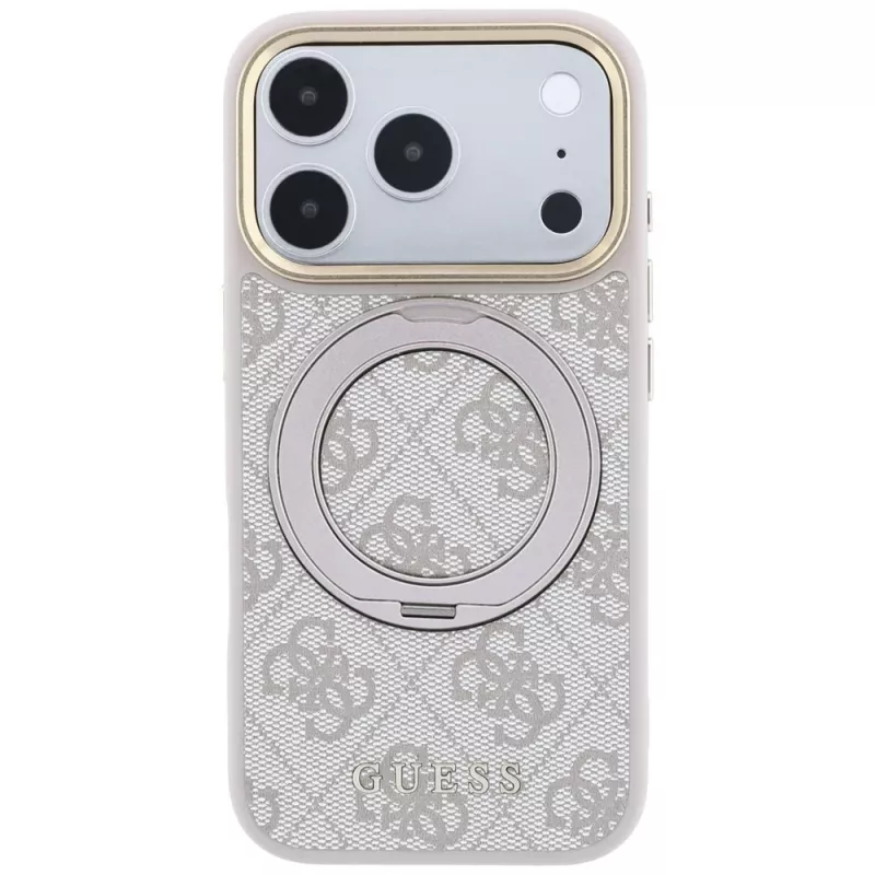 Guess Ring Stand 360 4G Classic Logo MagSafe dėklas, skirtas iPhone 18 Pro Max / 17 Pro Max - rožinis