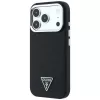 Guess Grained Triangle Logo MagSafe dėklas, skirtas iPhone 17 Pro Max / 18 Pro Max - juodas
