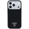 Guess Grained Triangle Logo MagSafe dėklas, skirtas iPhone 17 Pro Max / 18 Pro Max - juodas