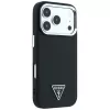 Guess Grained Triangle Logo MagSafe dėklas, skirtas iPhone 17 Pro Max / 18 Pro Max - juodas