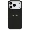 Guess Grained Gold Ring MagSafe dėklas, skirtas Apple iPhone 17 Pro / 18 Pro, juodas