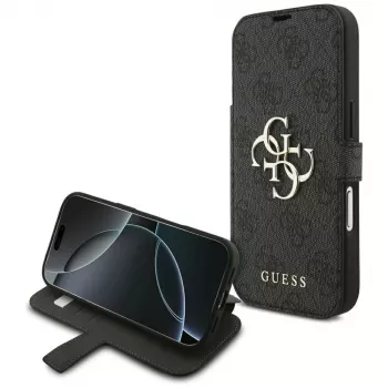 Guess Book 4G Metal Logo dėklas, skirtas iPhone 18 Pro / 17 Pro - juodas