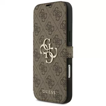 Guess Book 4G Metal Logo folio dėklas, skirtas iPhone 18 Pro Max / 17 Pro Max - rudas
