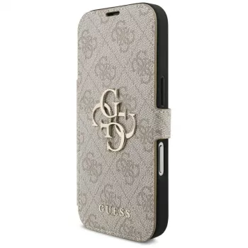 Guess Book 4G Metal Logo folio dėklas, skirtas iPhone 16 Pro / 17 Pro - rožinis