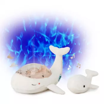 Cloud B Tranquil Whale miego pagalba su projektoriumi ir barškučiu - balta