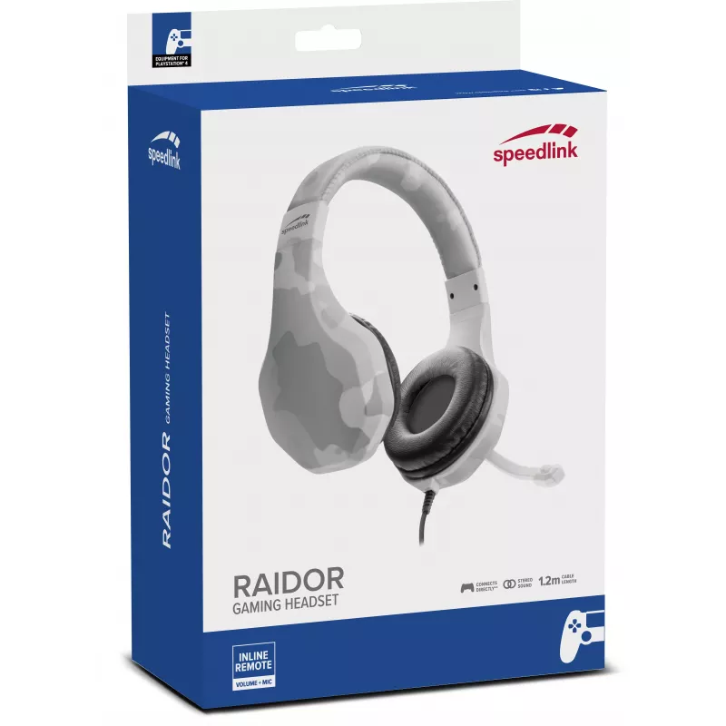 Speedlink Raidor ausinės su mikrofonu, skirtos PS4, baltos spalvos (SL-450303-WE)