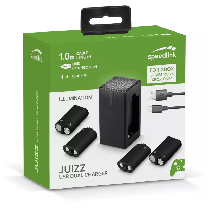 Speedlink Juizz dvigubas USB įkroviklis, skirtas Xbox (SL-260003-BK)
