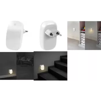 LogiLink LED014 LED naktinė lemputė su prieblandos jutikliu, ovali, šiltai balta, 230V, 16A, balta