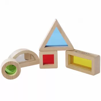 Eichhorn Montessori langų statybiniai blokeliai, 20 dalių rinkinys, FSC® 100% sertifikuotas buko medis su spalvotais akrilo langeliais