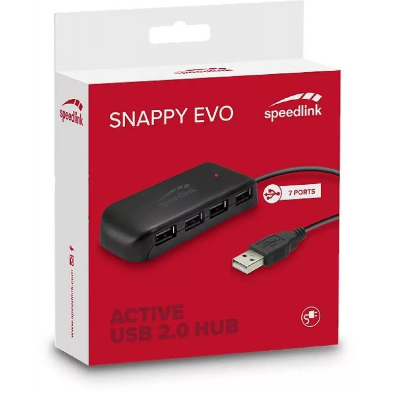 Speedlink Snappy Evo 7 prievadų USB 2.0 šakotuvas (SL-140005-BK)