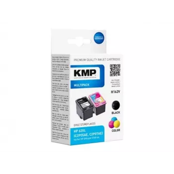KMP 1741.400500 MultiPack juodos ir trispalvės rašalo kasetės, suderinamos su HP 62XL (C2P05AE/C2P07AE) - 2 vnt. rinkinys
