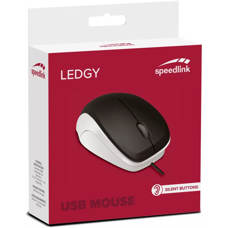 Speedlink Ledgy tyli pelė, juoda/balta (SL-610015-BKWE)