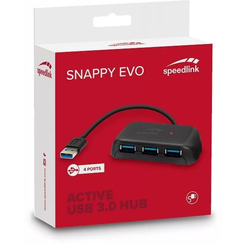 Speedlink Snappy Evo 4 prievadų USB 3.0 šakotuvas (SL-140106-BK)