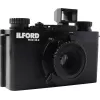 ILFORD PIXIE 35 mm juostinis fotoaparatas – sidabrinis/juodas, su blykste ir automatiniu fokusavimu