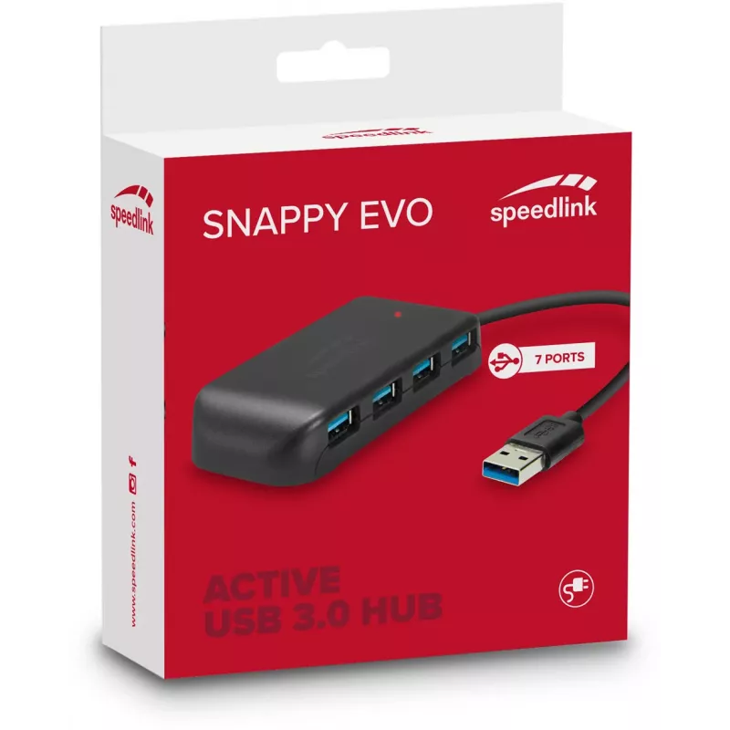 Speedlink Snappy Evo 7 prievadų USB 3.0 šakotuvas (SL-140108-BK)