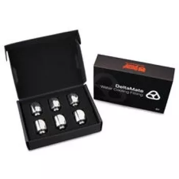Thermal Grizzly DeltaMate Rotary Fitting 90° G1/4 colio blizgus nikelis – 6 vnt. rinkinys