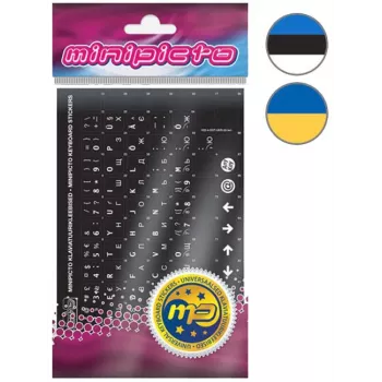 Kolm Lõvi Minipicto estų/ukrainiečių kalbų klaviatūros lipdukai (KB-UNI-ESTUKR02TW-BL)