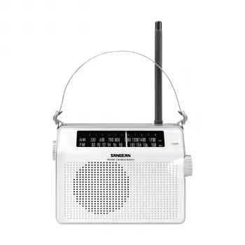 Sangean PR-D6 baltas nešiojamas AM/FM radijo imtuvas su laikrodžiu ir žadintuvu